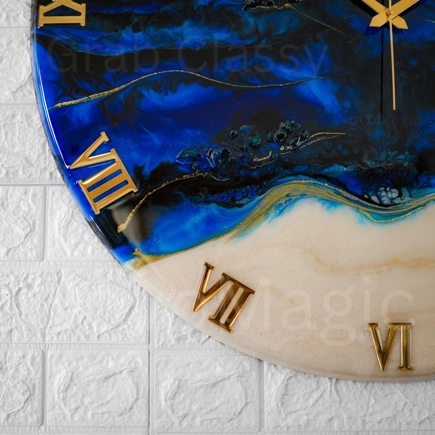 Blue pond Medium Size Silent Clock 17.5 Inches