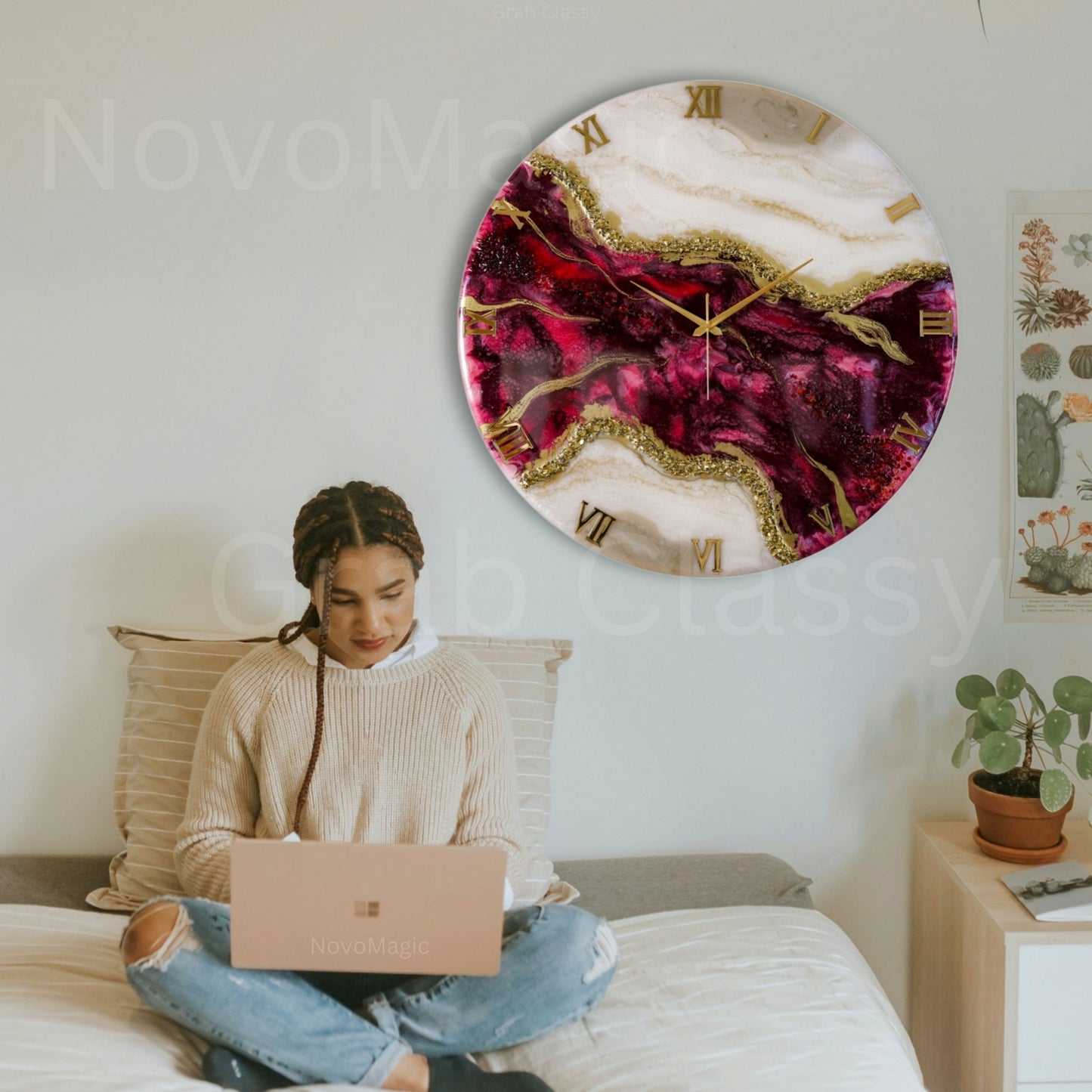 Wine Geode Large Silent Clock