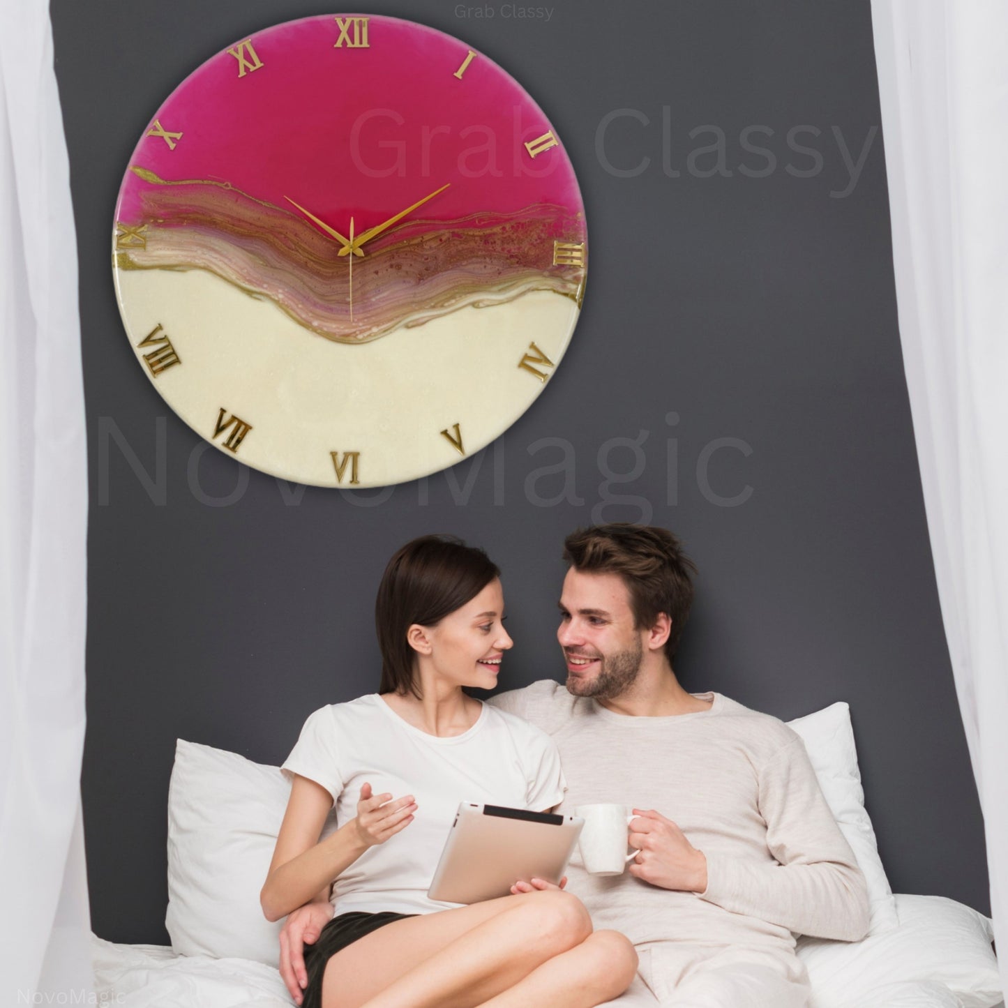 Pretty Pink Large Silent Clock