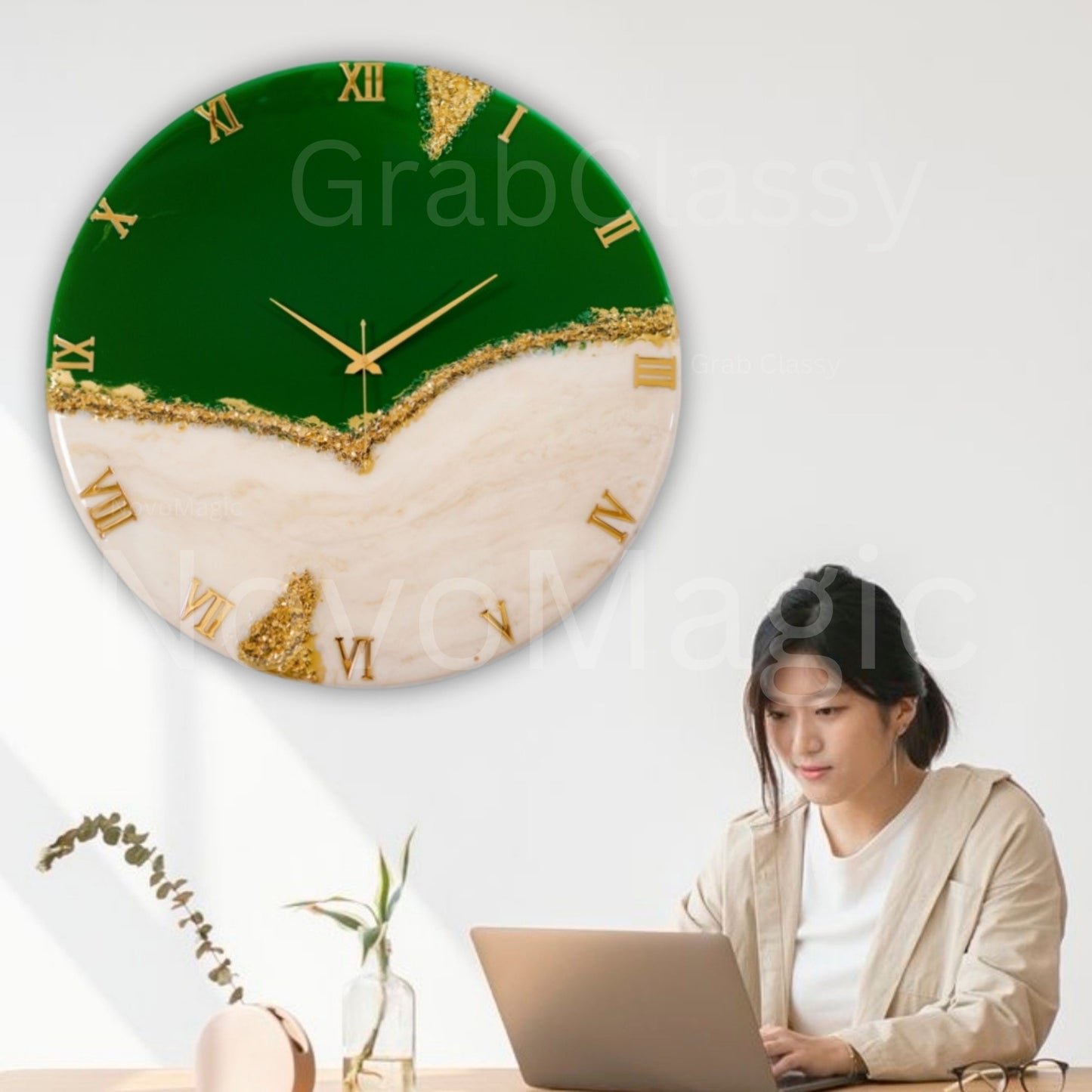 Green Peak Large Silent Clock