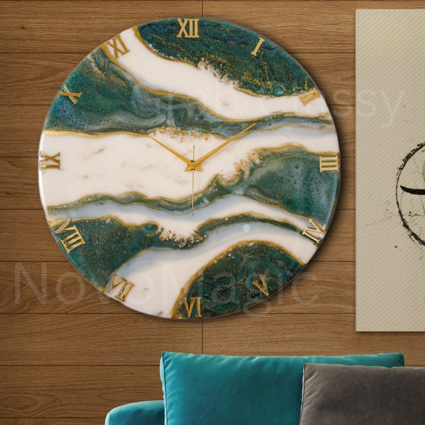 Olive Large Silent Clock