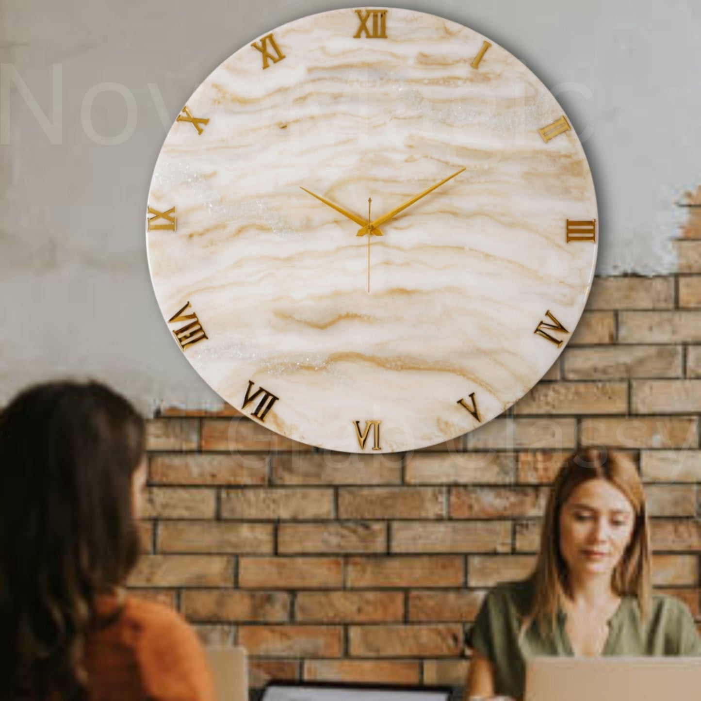 Golden Large Silent Clock
