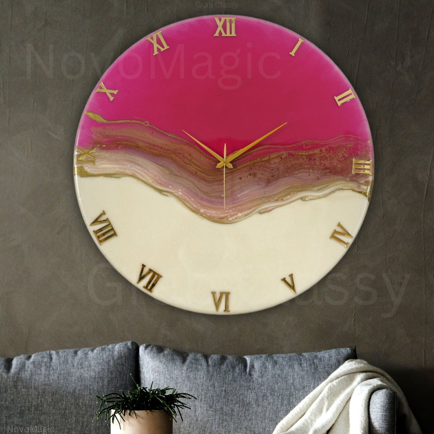 Pretty Pink Large Silent Clock