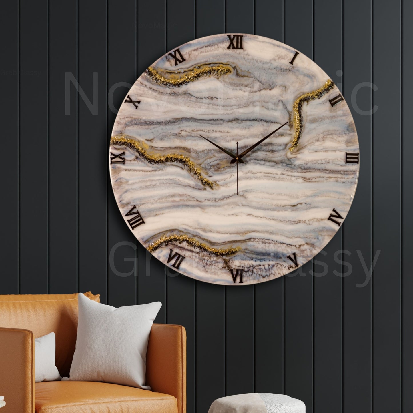 Black & White Desert Large Silent Clock