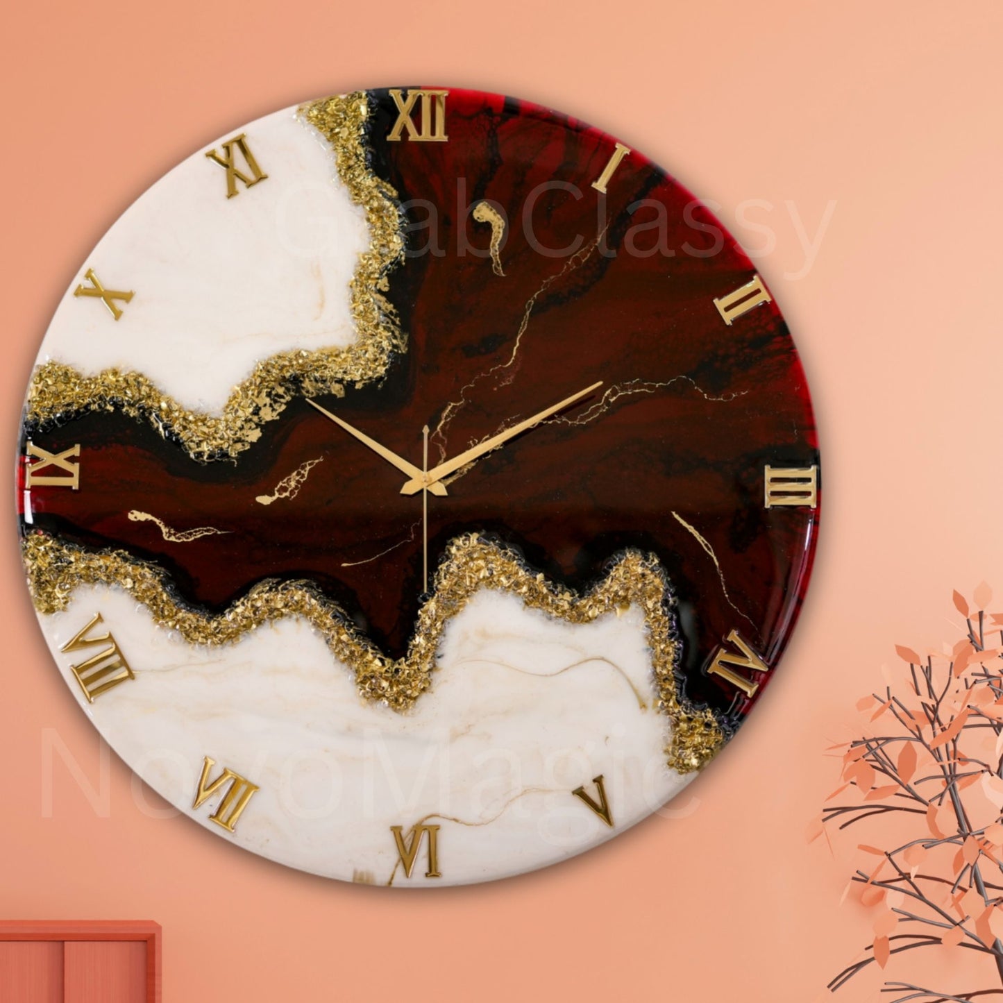 Maroon Stunner Large Silent Clock