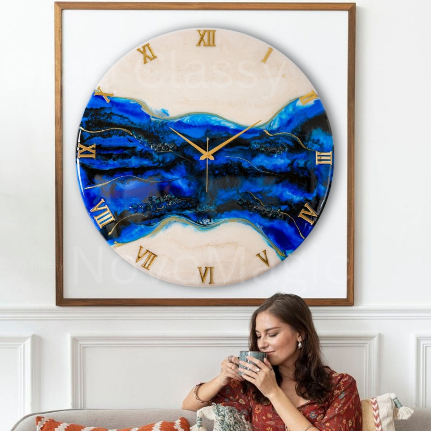 Blue Pond Large Silent Clock