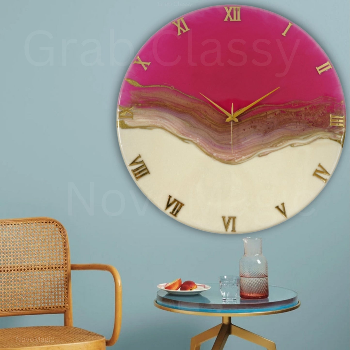 Pretty Pink Large Silent Clock