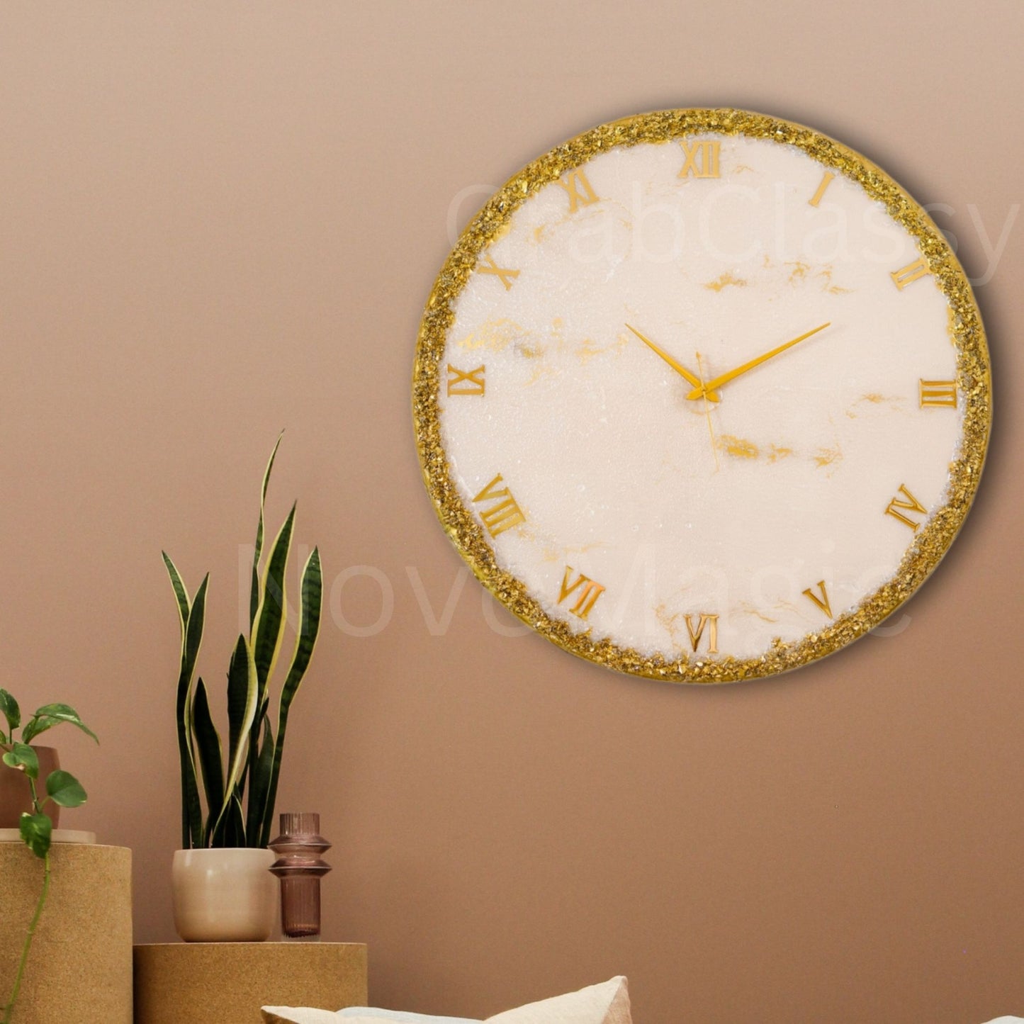 Golden Ring Large Silent Clock