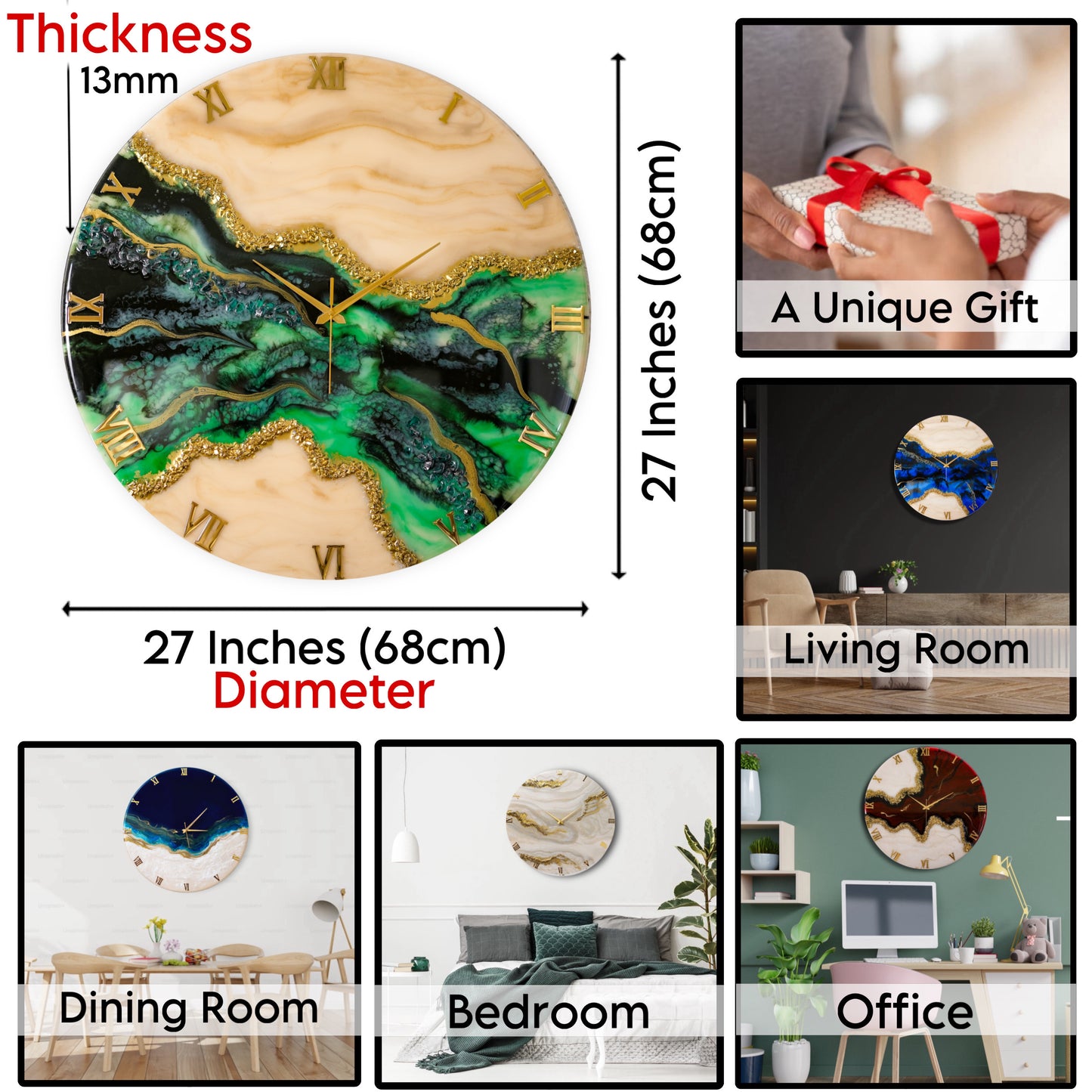 Green Pond Large Silent Clock