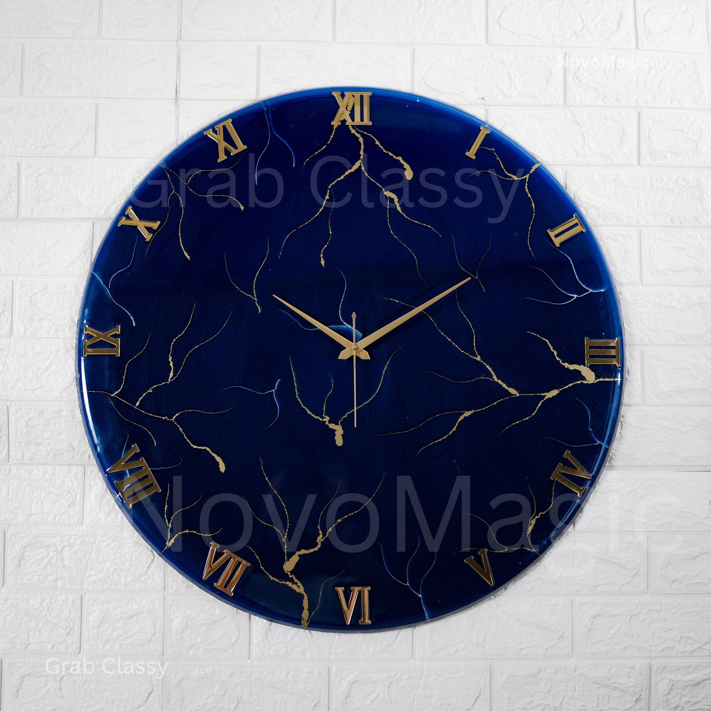 Blue Storm Medium Size Silent clock 17.5 Inches