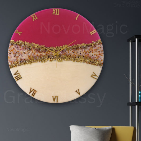 Pink Crown Large Silent Clock