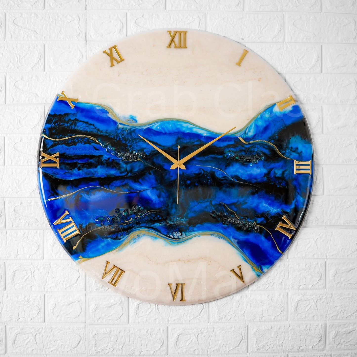 Blue pond Medium Size Silent Clock 17.5 Inches