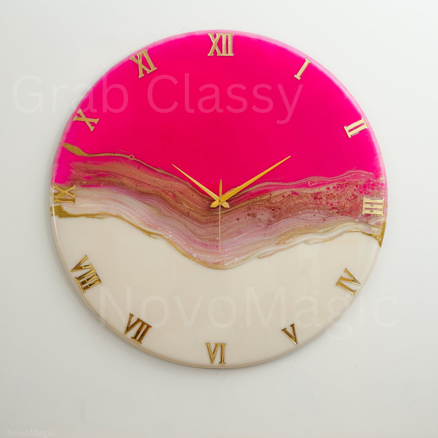 Pretty Pink Medium Size Silent Clock 17.5 inches