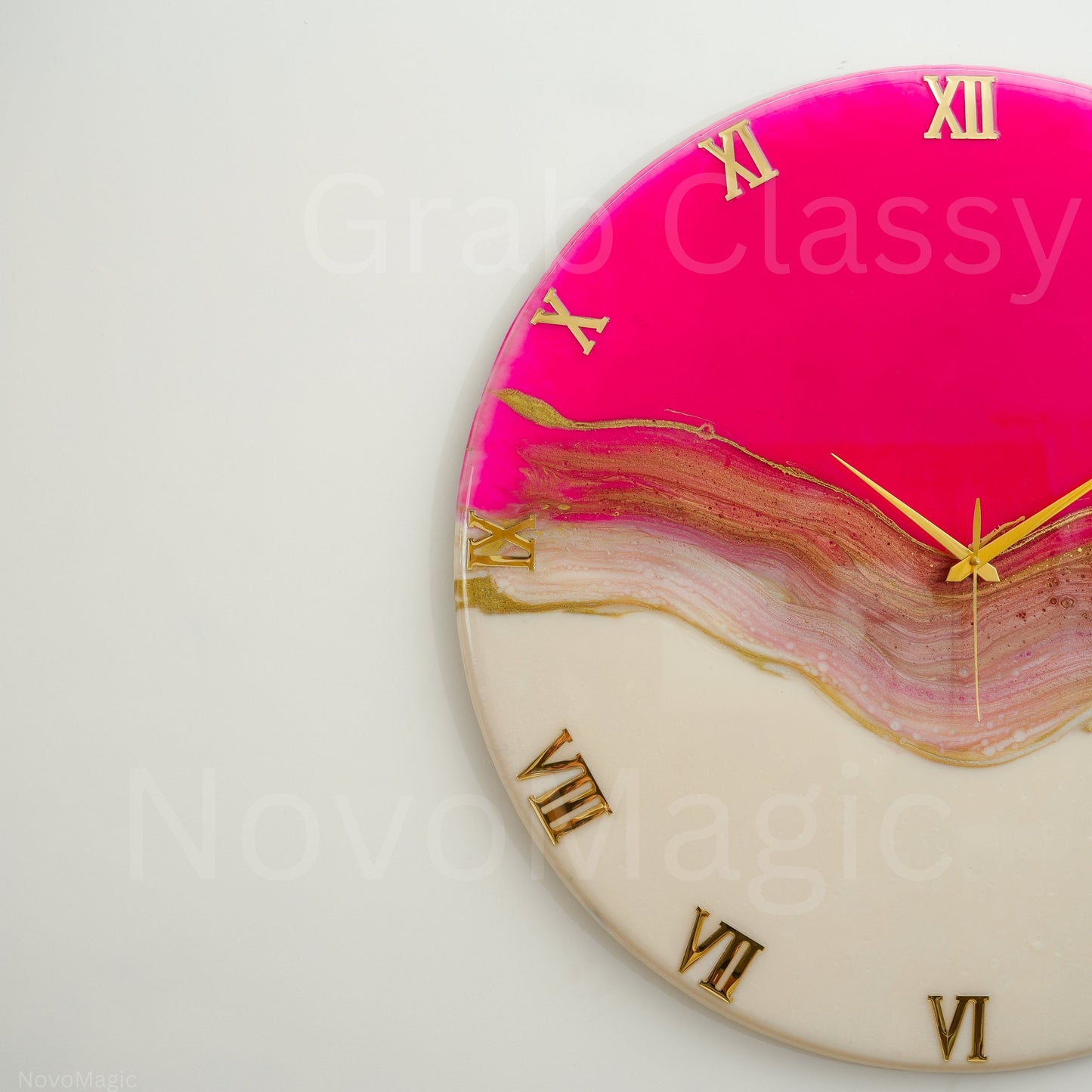 Pretty Pink Medium Size Silent Clock 17.5 inches