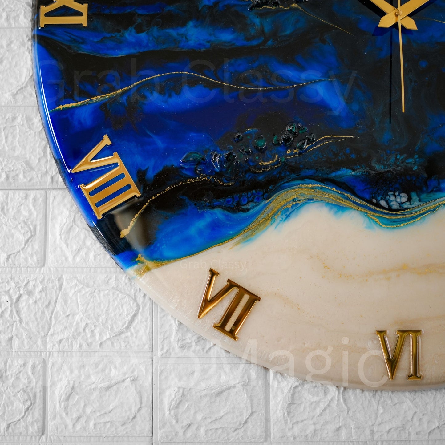 Blue pond Medium Size Silent Clock 17.5 Inches