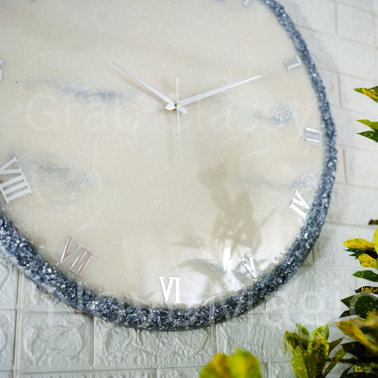 Silver Ring Silent Clock 30cm