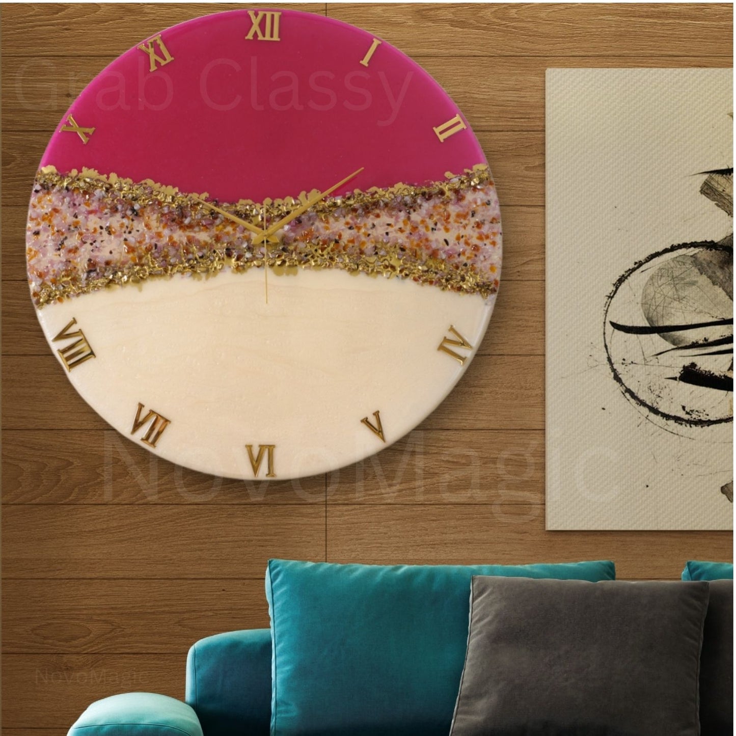 Pink Crown Large Silent Clock