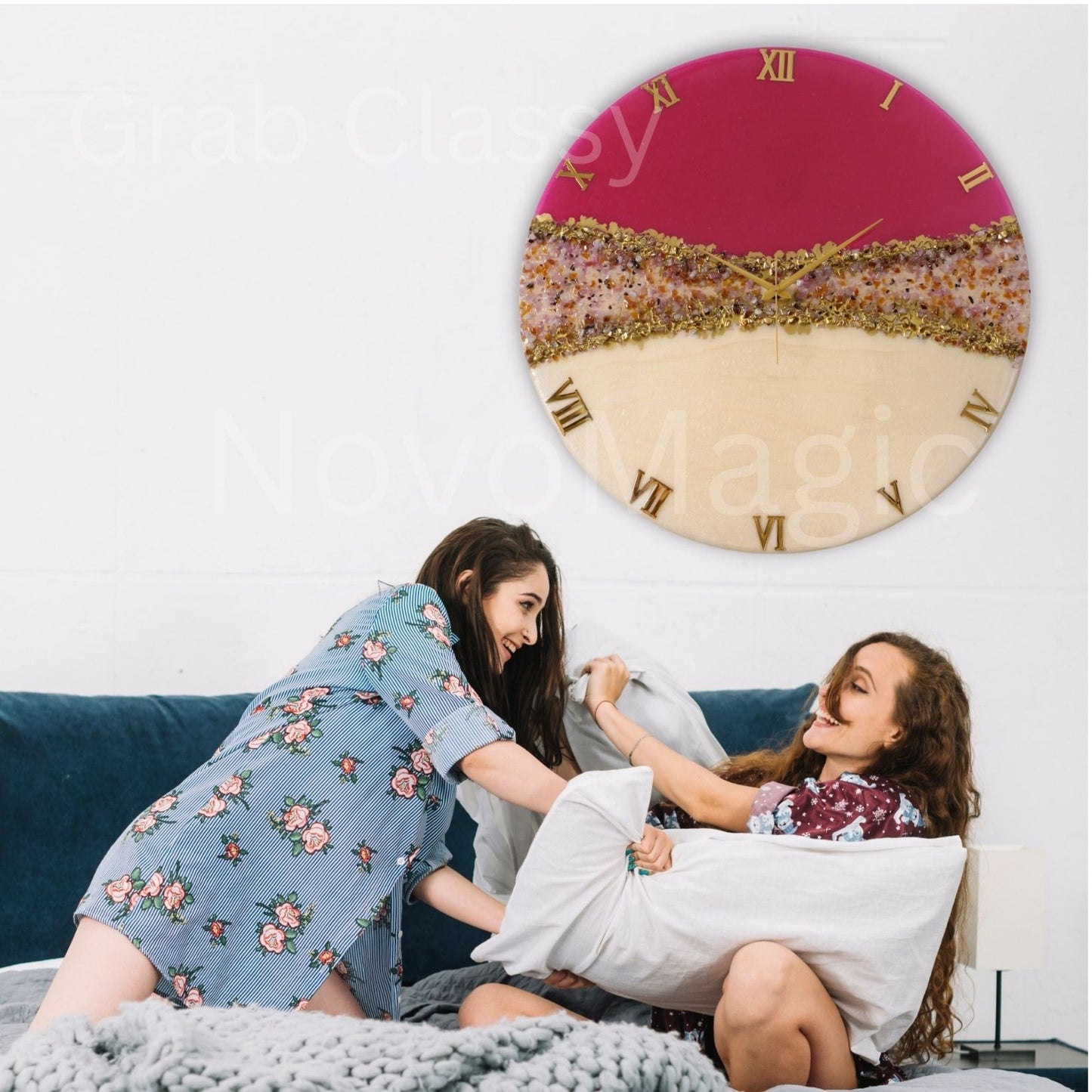 Pink Crown Large Silent Clock