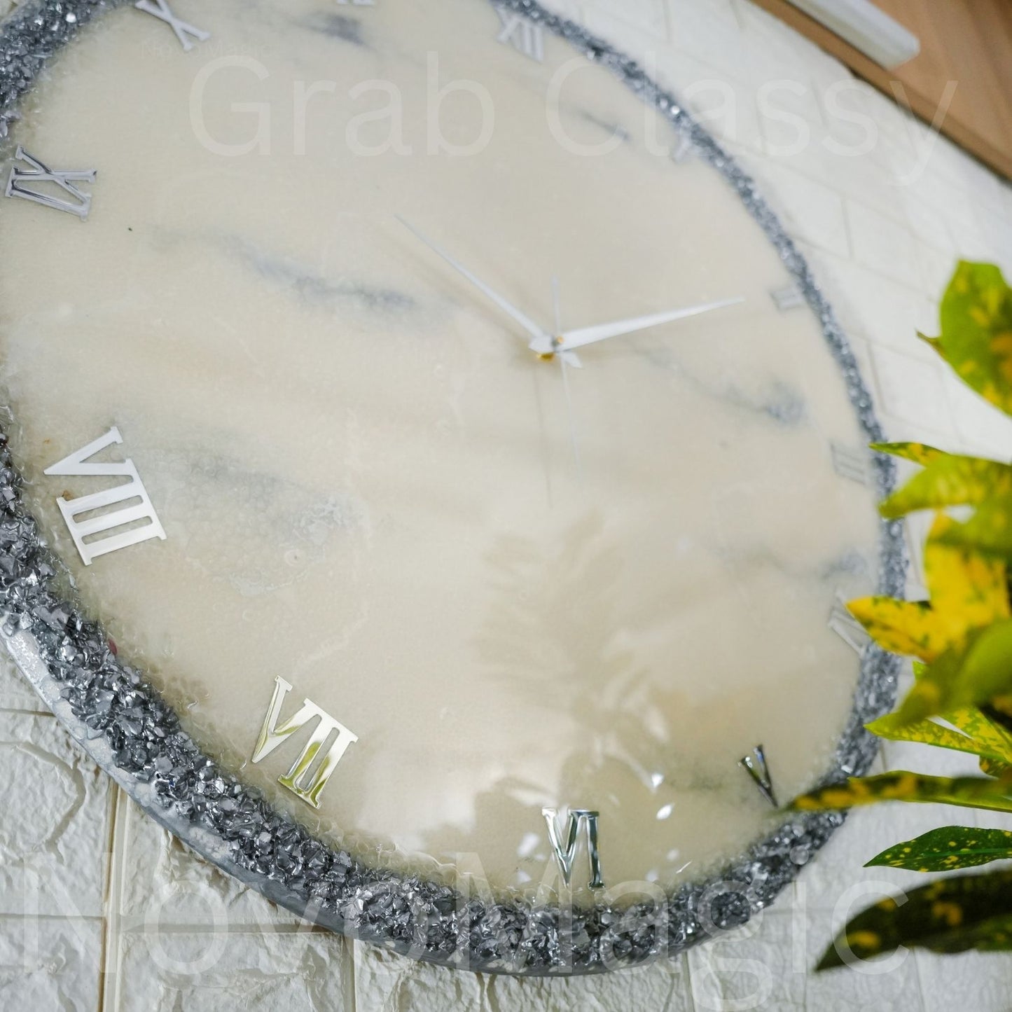 Silver Ring Silent Clock 30cm