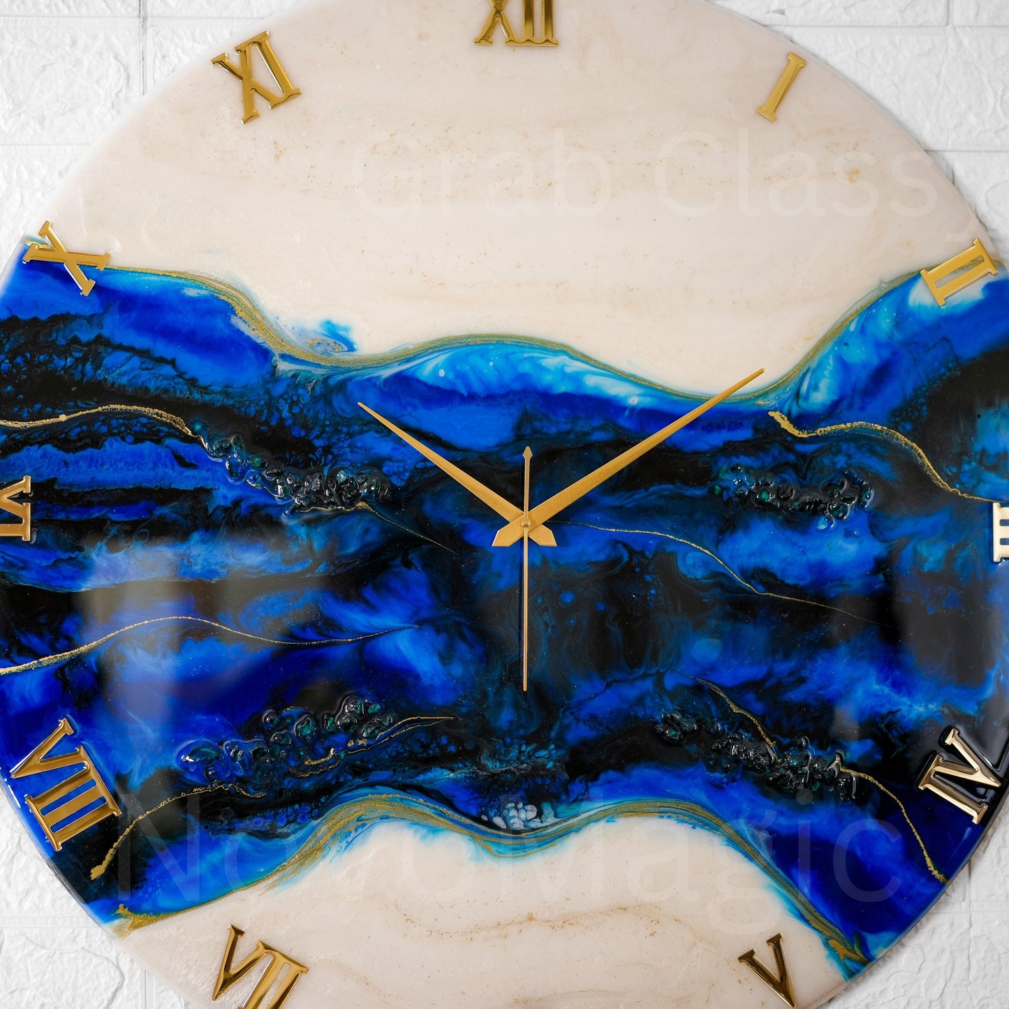 Blue pond Medium Size Silent Clock 17.5 Inches