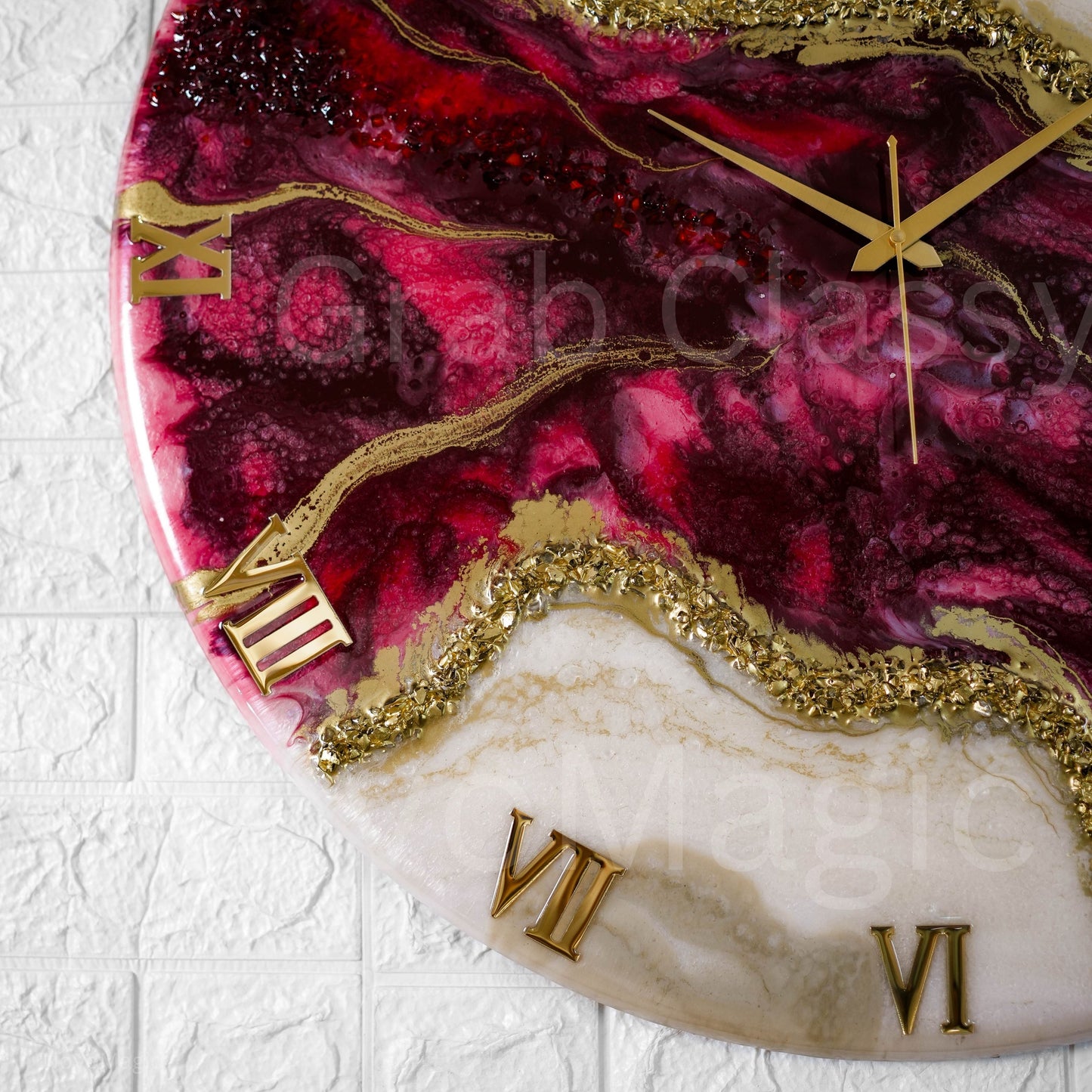 Wine Geode Medium Size Silent Clock 17.5 Inches