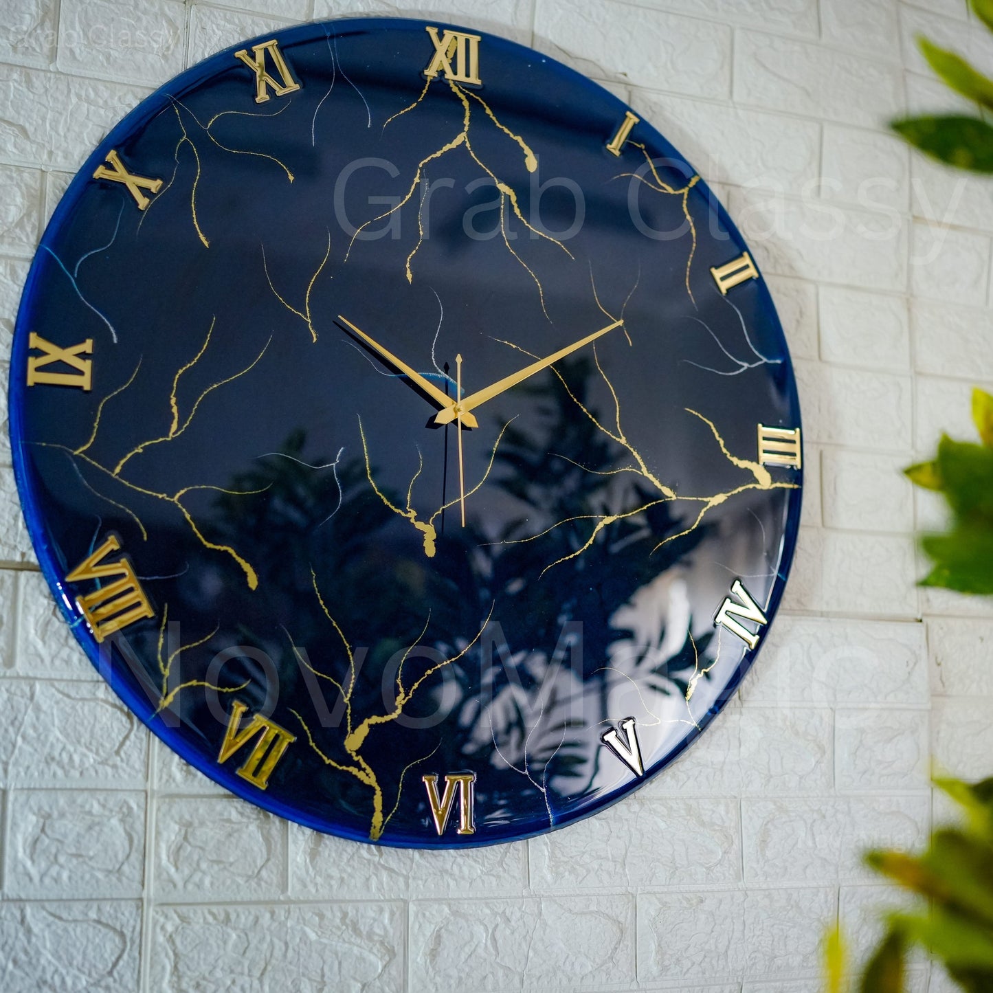 Blue Storm Medium Size Silent clock 17.5 Inches