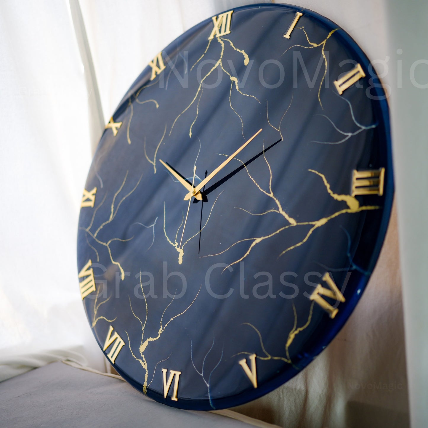 Blue Storm Medium Size Silent clock 17.5 Inches