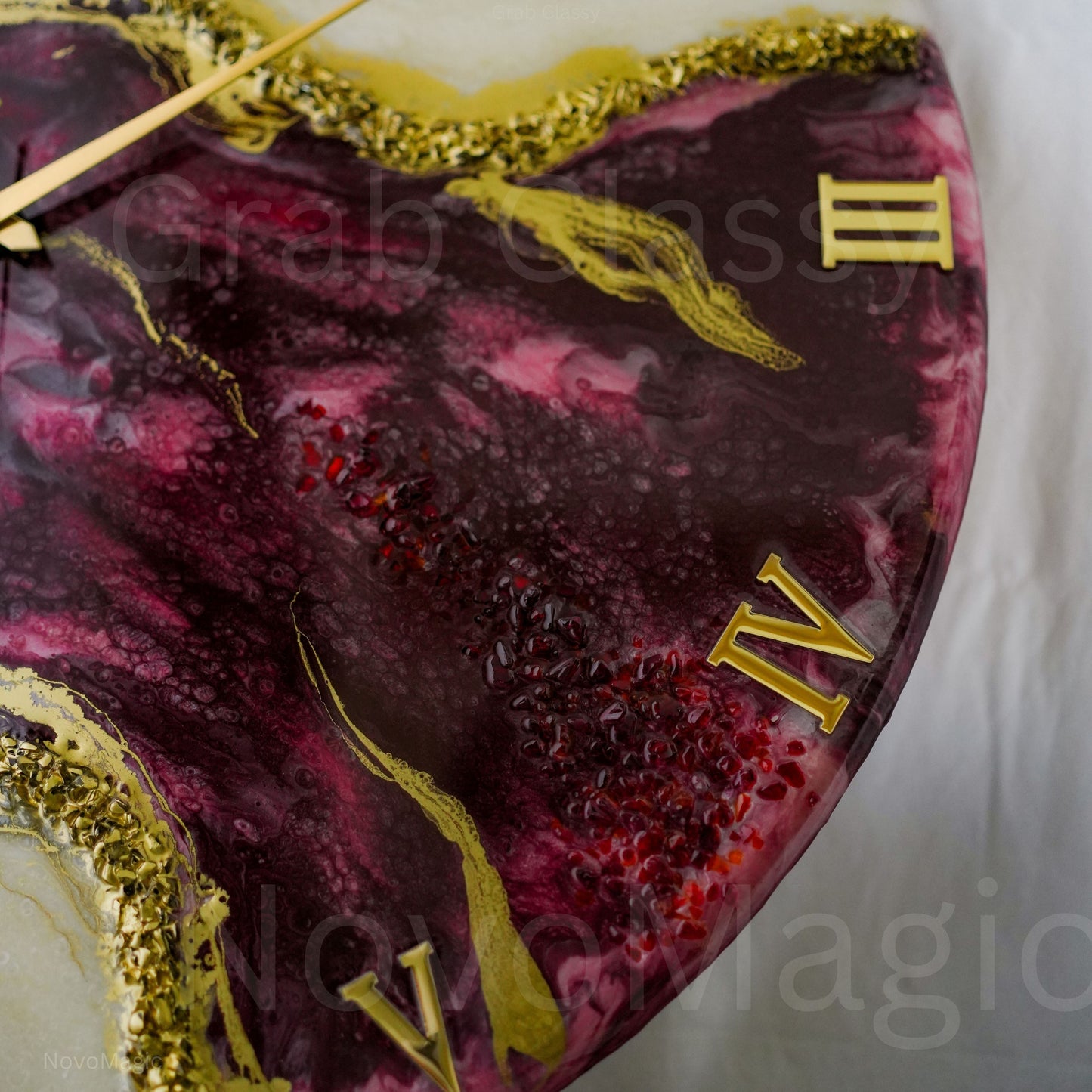 Wine Geode Medium Size Silent Clock 17.5 Inches