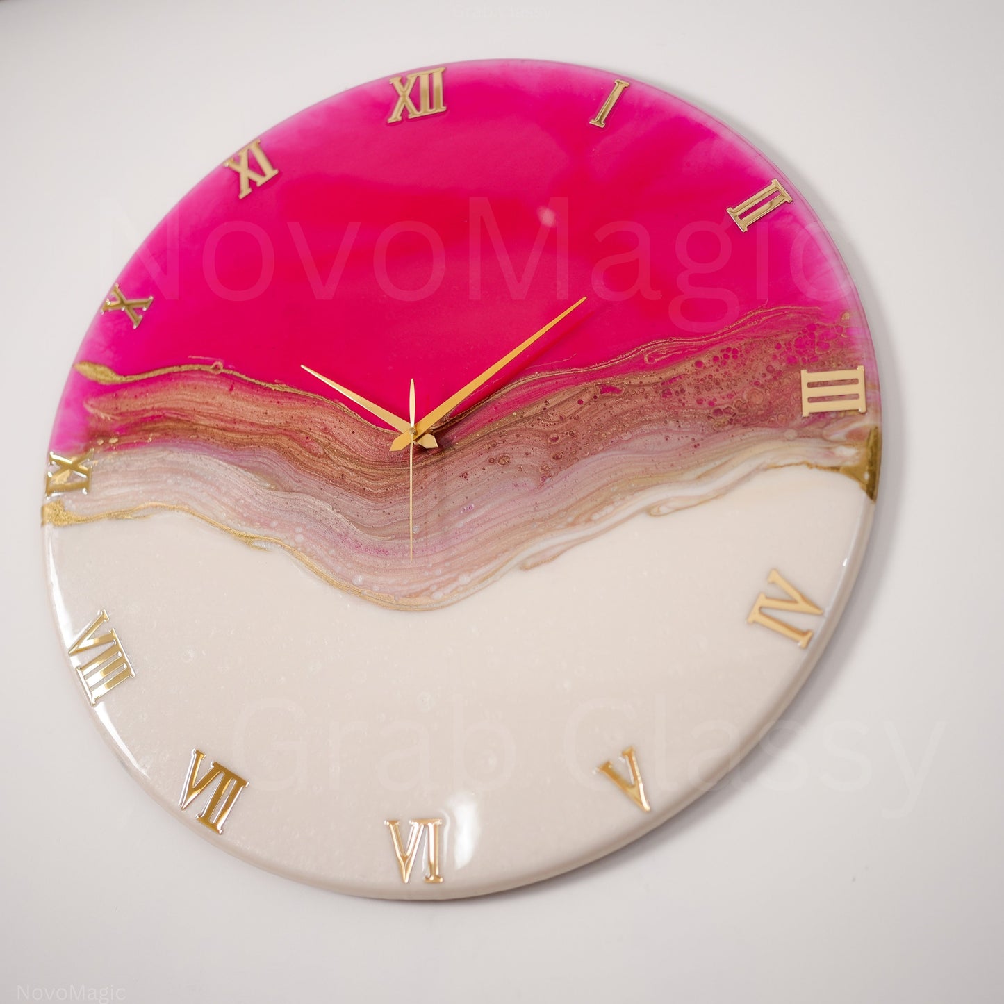 Pretty Pink Medium Size Silent Clock 17.5 inches