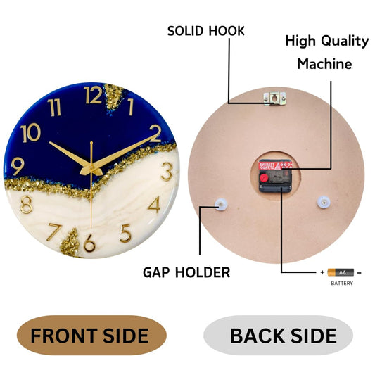 Blue Gold Peak Silent Clock 30cm