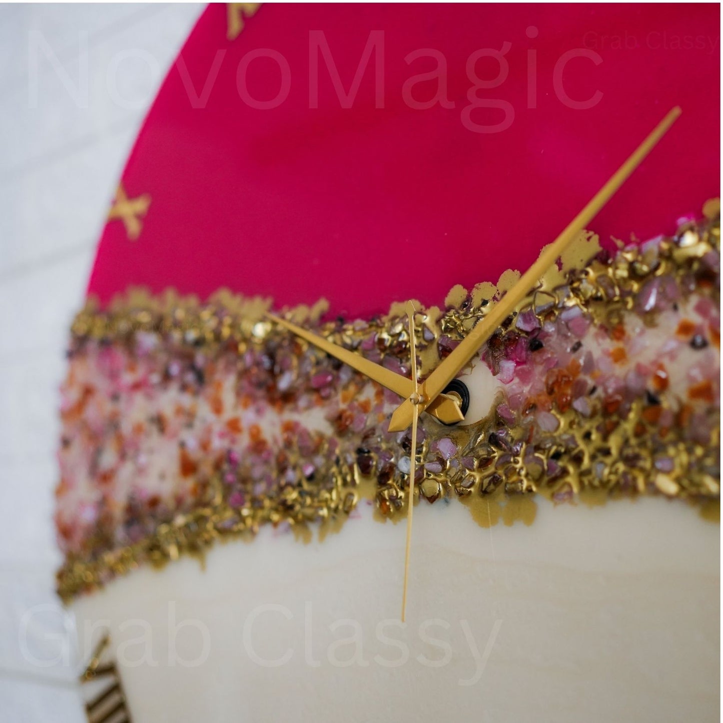 Pink Crown Large Silent Clock 27 Inches