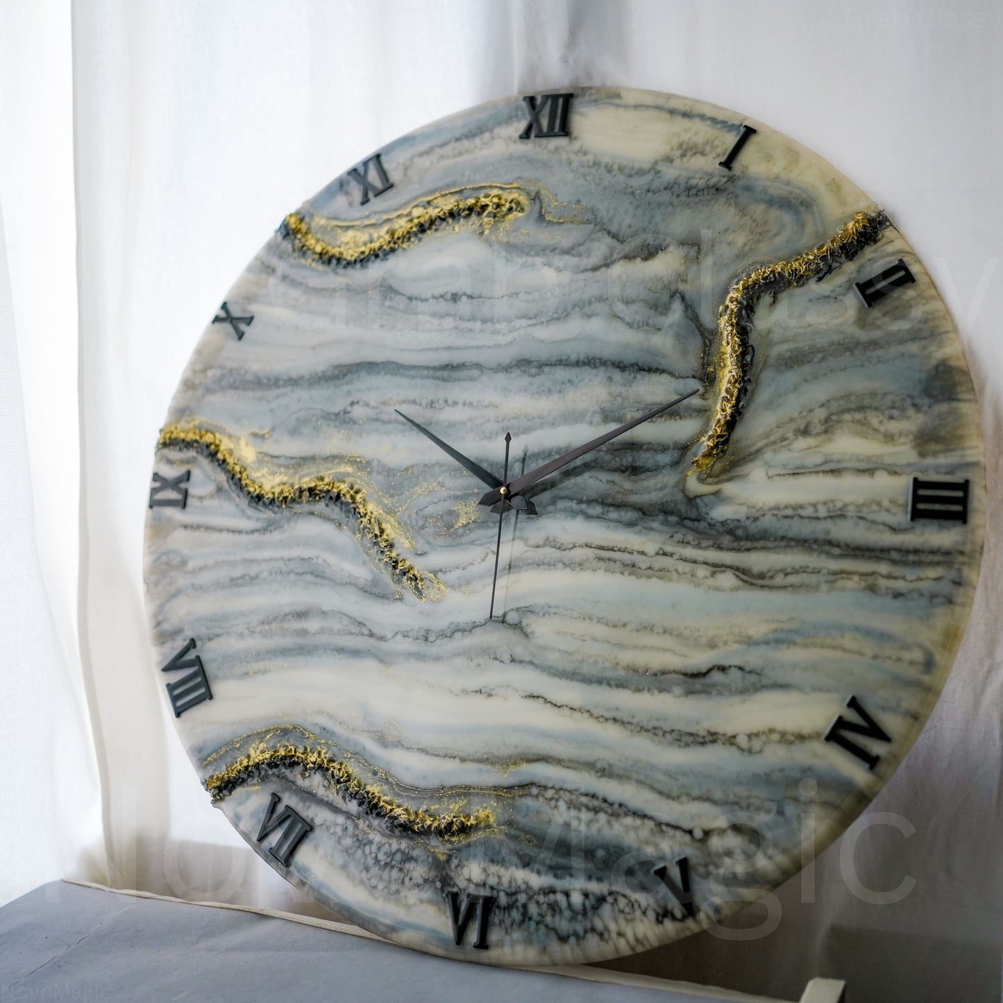 Black & White Desert Medium Size Silent Clock 17.5 Inches.