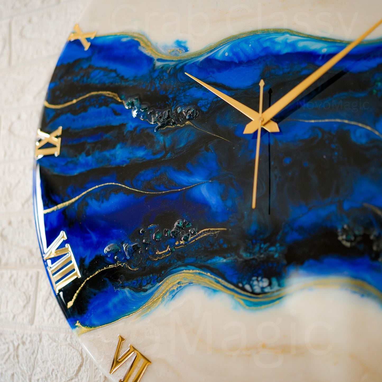 Blue pond Medium Size Silent Clock 17.5 Inches
