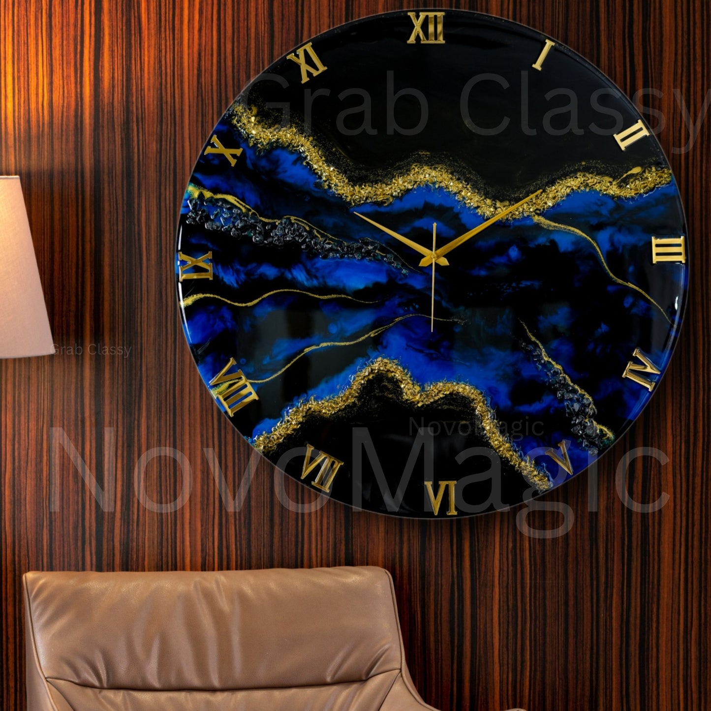 Blue Stunner Large Silent Clock