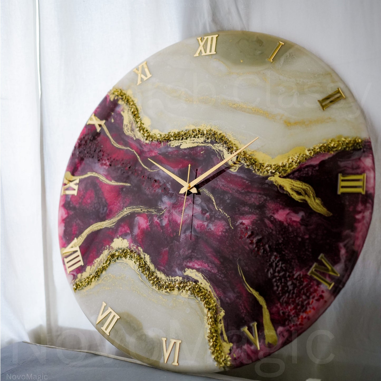 Wine Geode Medium Size Silent Clock 17.5 Inches