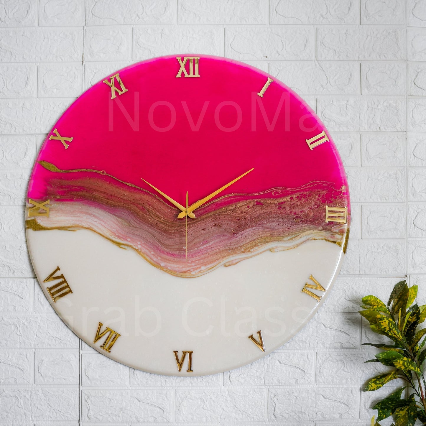 Pretty Pink Medium Size Silent Clock 17.5 inches