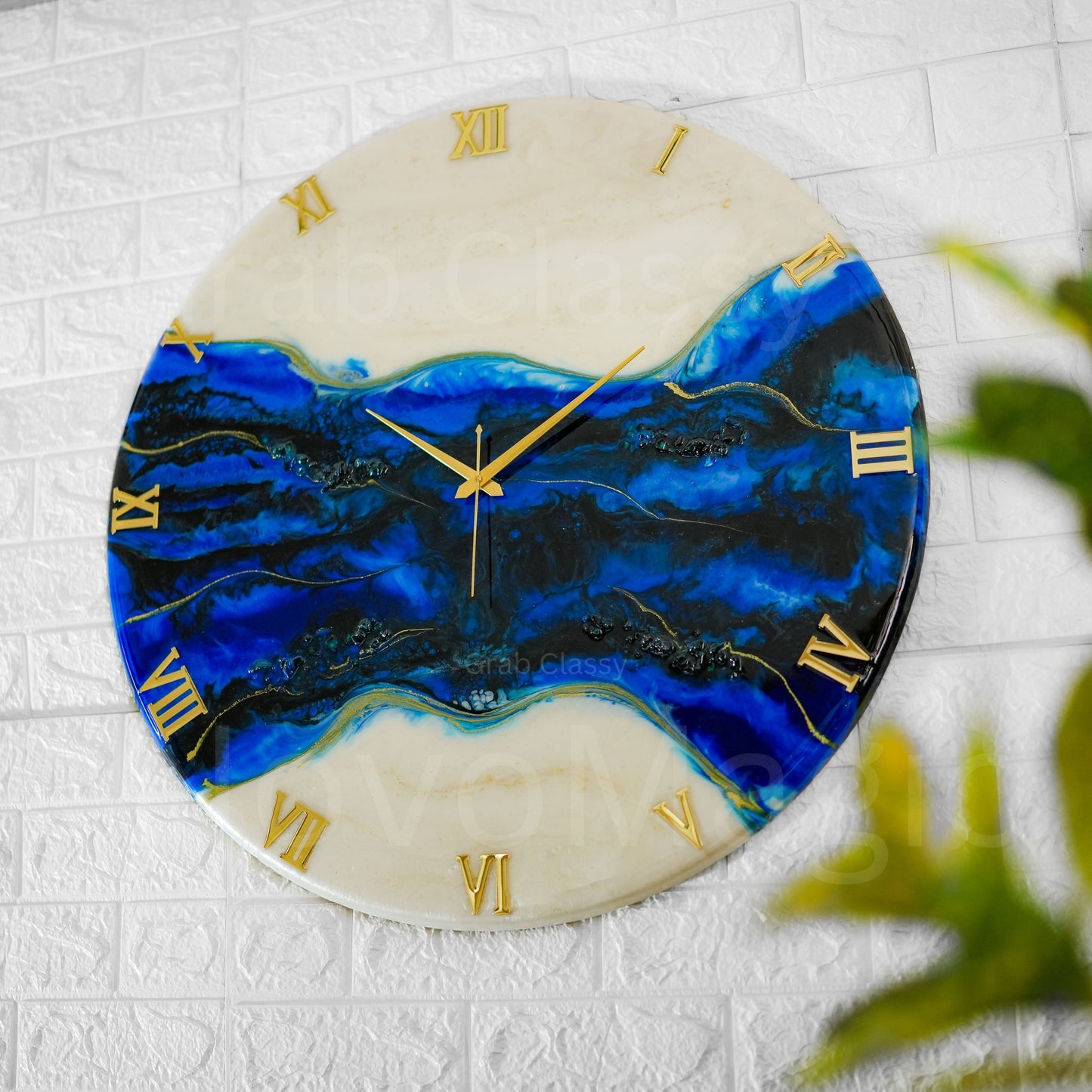 Blue pond Medium Size Silent Clock 17.5 Inches