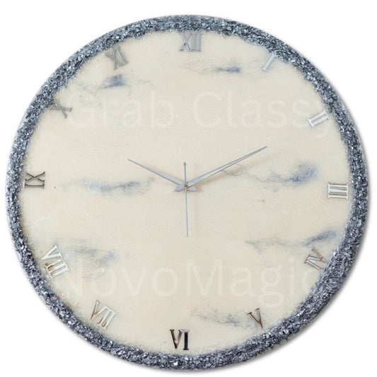 Silver Ring Silent Clock 30cm