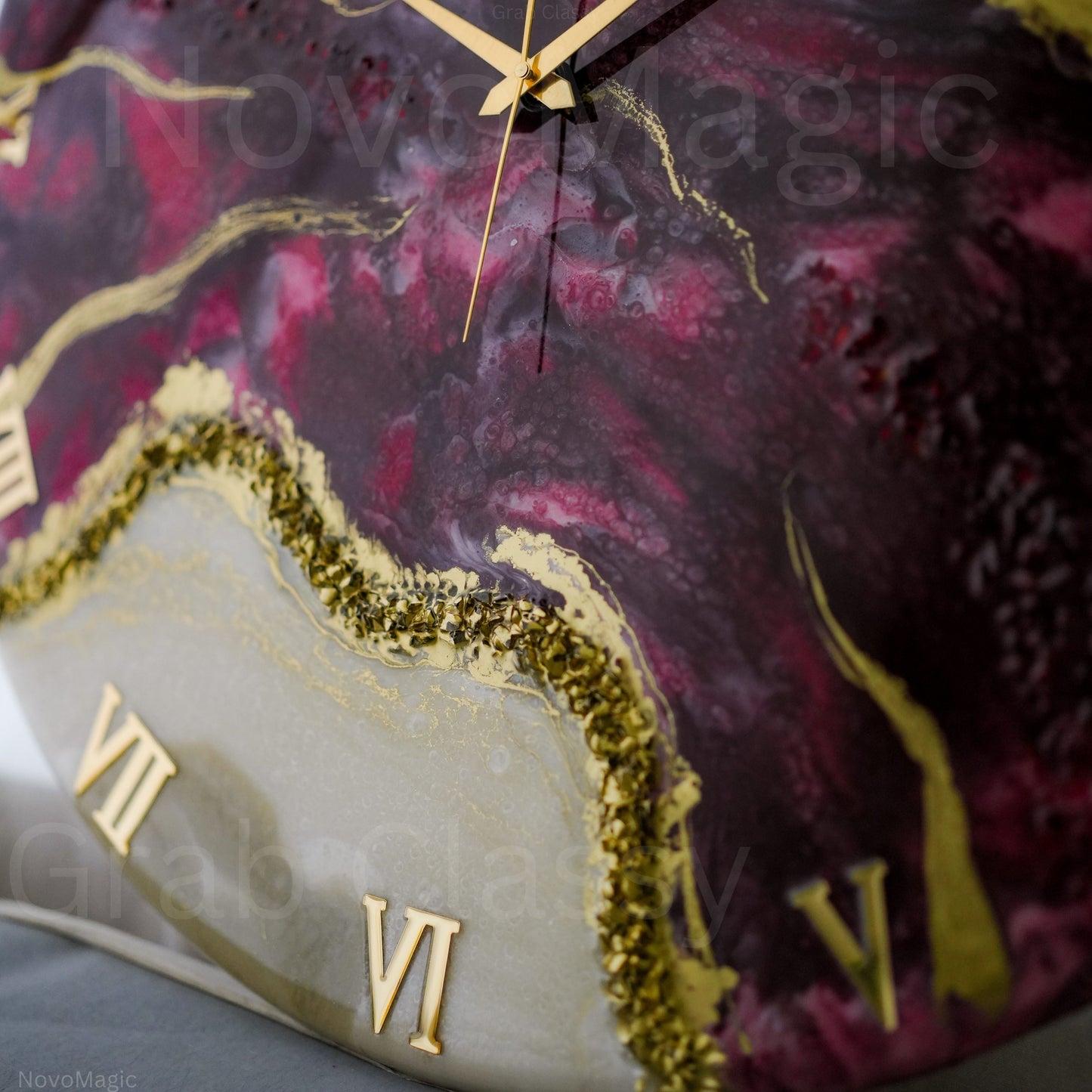 Wine Geode Medium Size Silent Clock 17.5 Inches