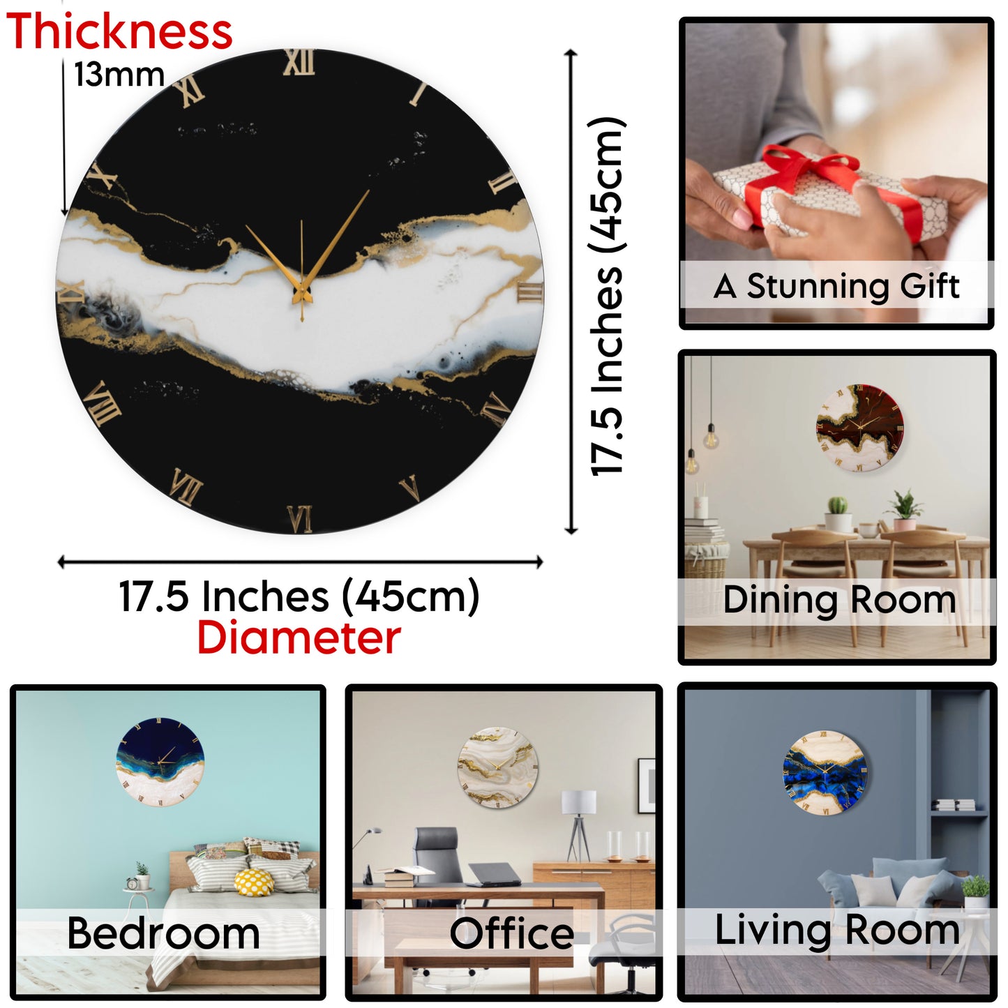 Harmony Resin Clock 17.5 Inches