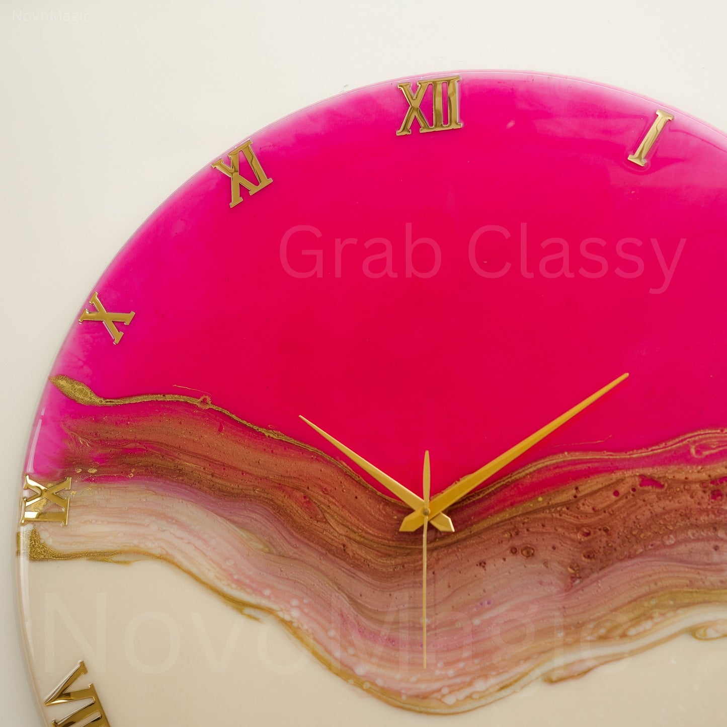 Pretty Pink Medium Size Silent Clock 17.5 inches