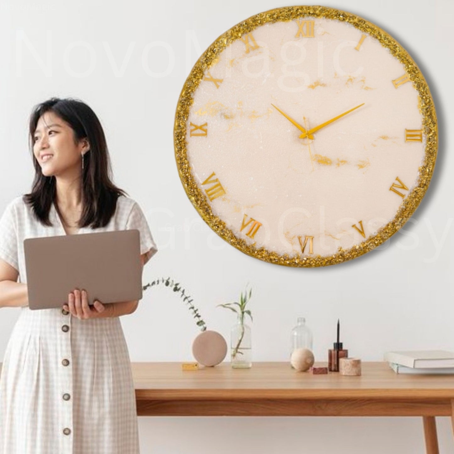 Golden Ring Large Silent Clock