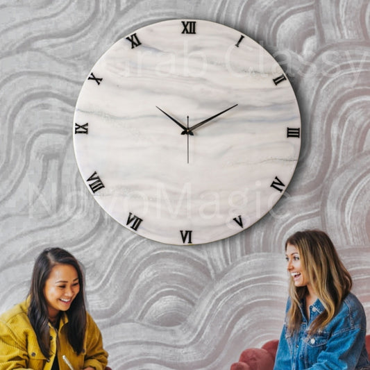 Silver Desert Large Silent Clock