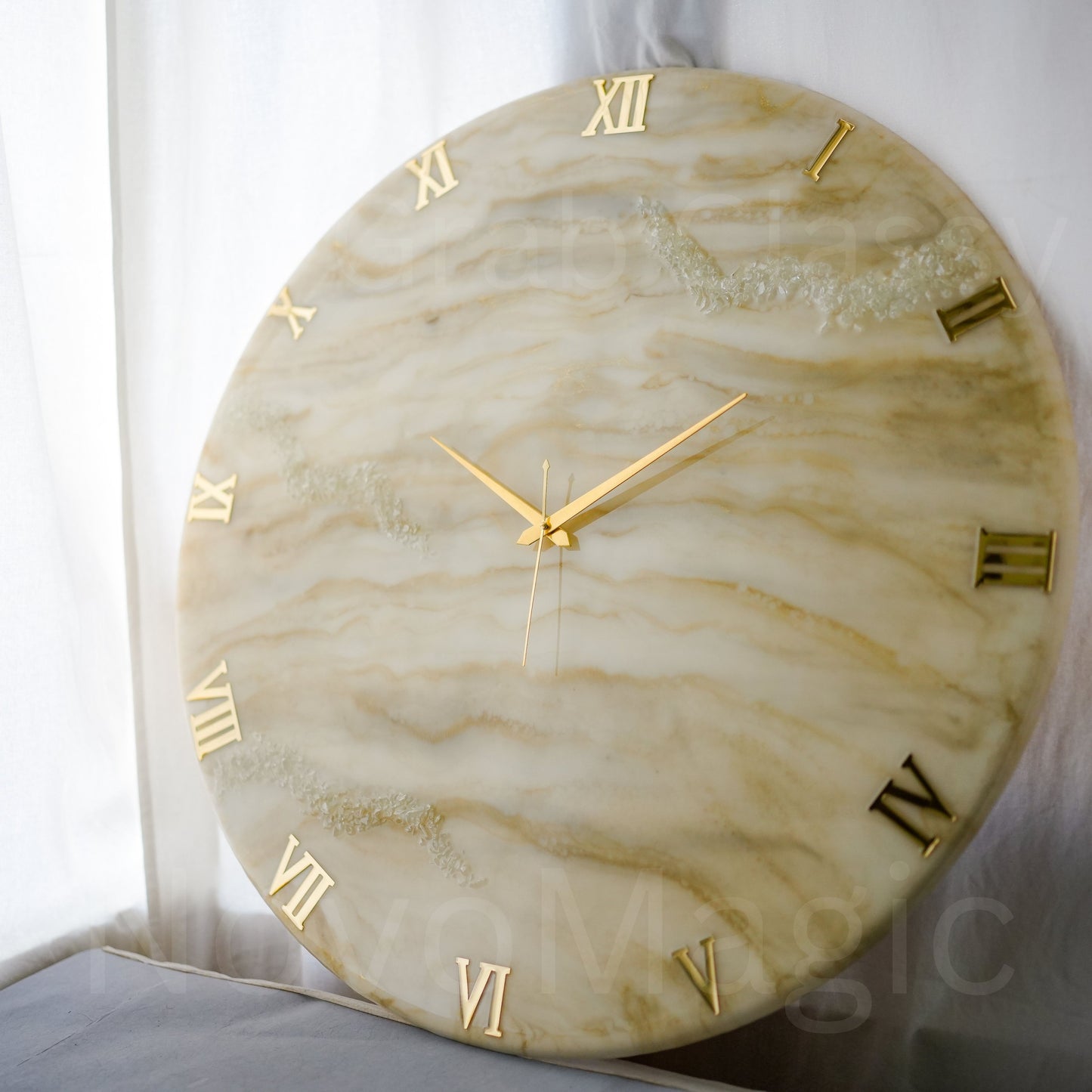 Golden Medium Size Silent Clock 17.5 Inches