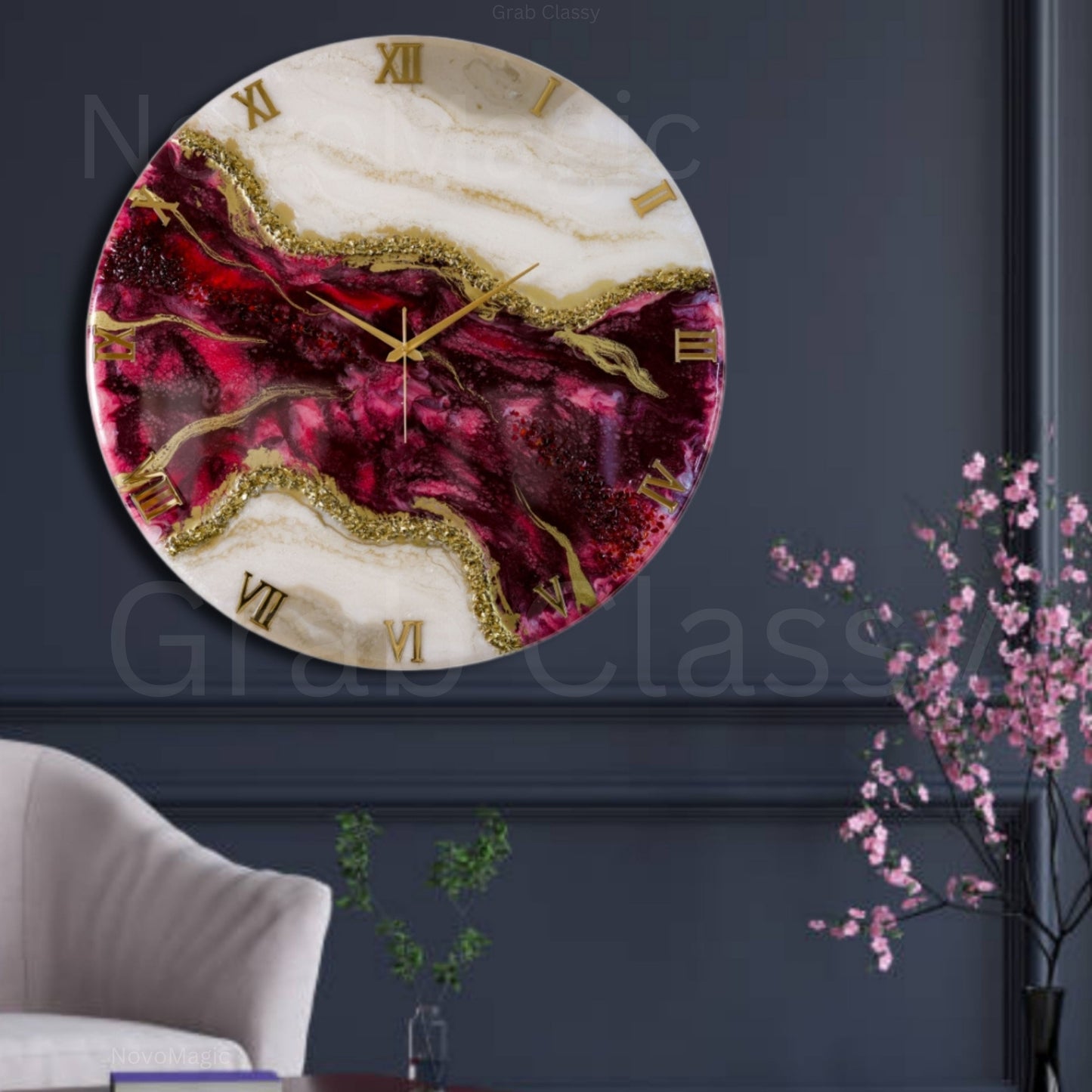 Wine Geode Large Silent Clock