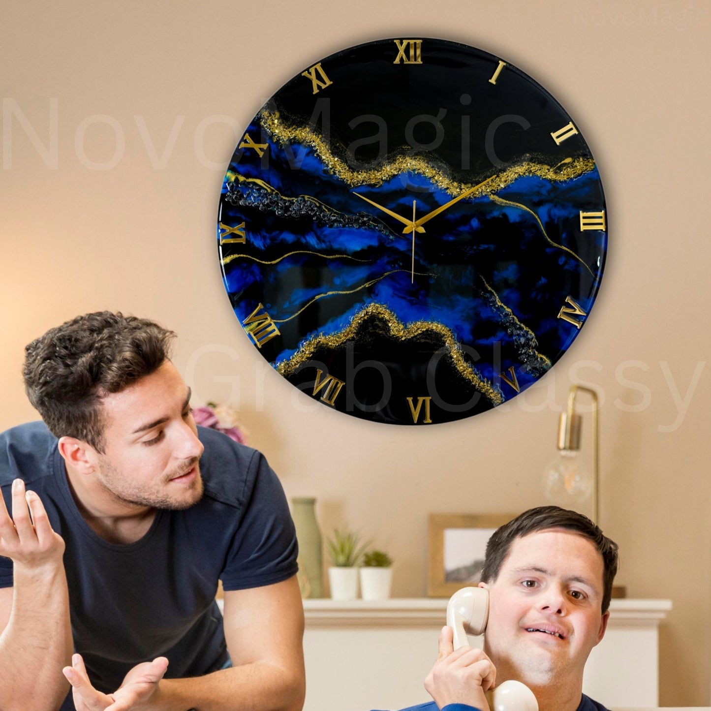 Blue Stunner Large Silent Clock