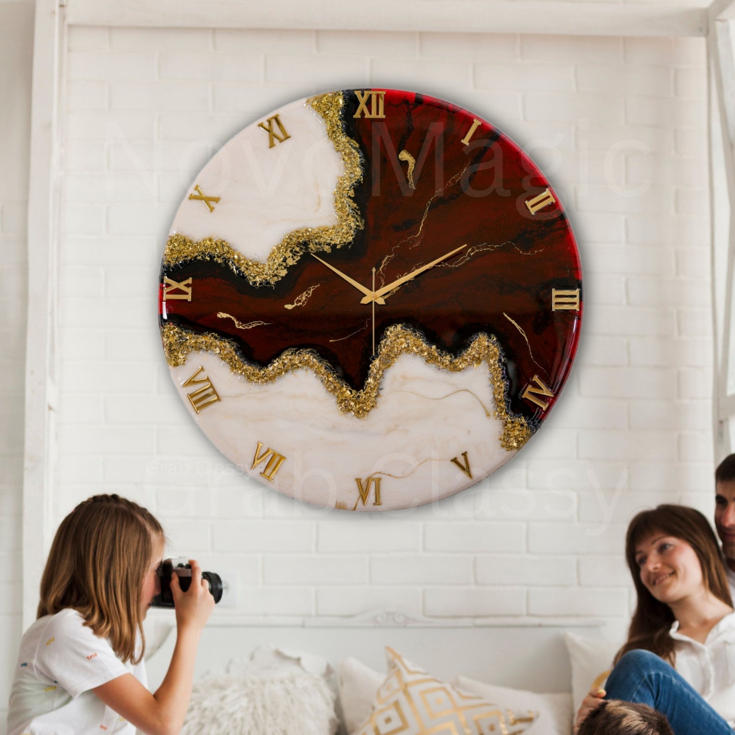 Maroon Stunner Large Silent Clock