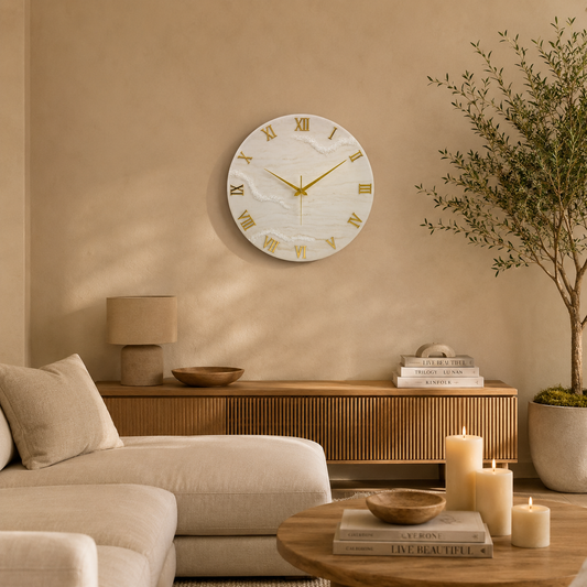 Golden Medium Size Silent Clock 17.5 Inches