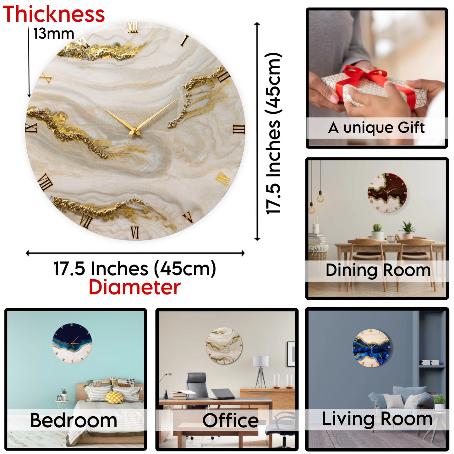 Creamy Desert Clock 17.5 Inches