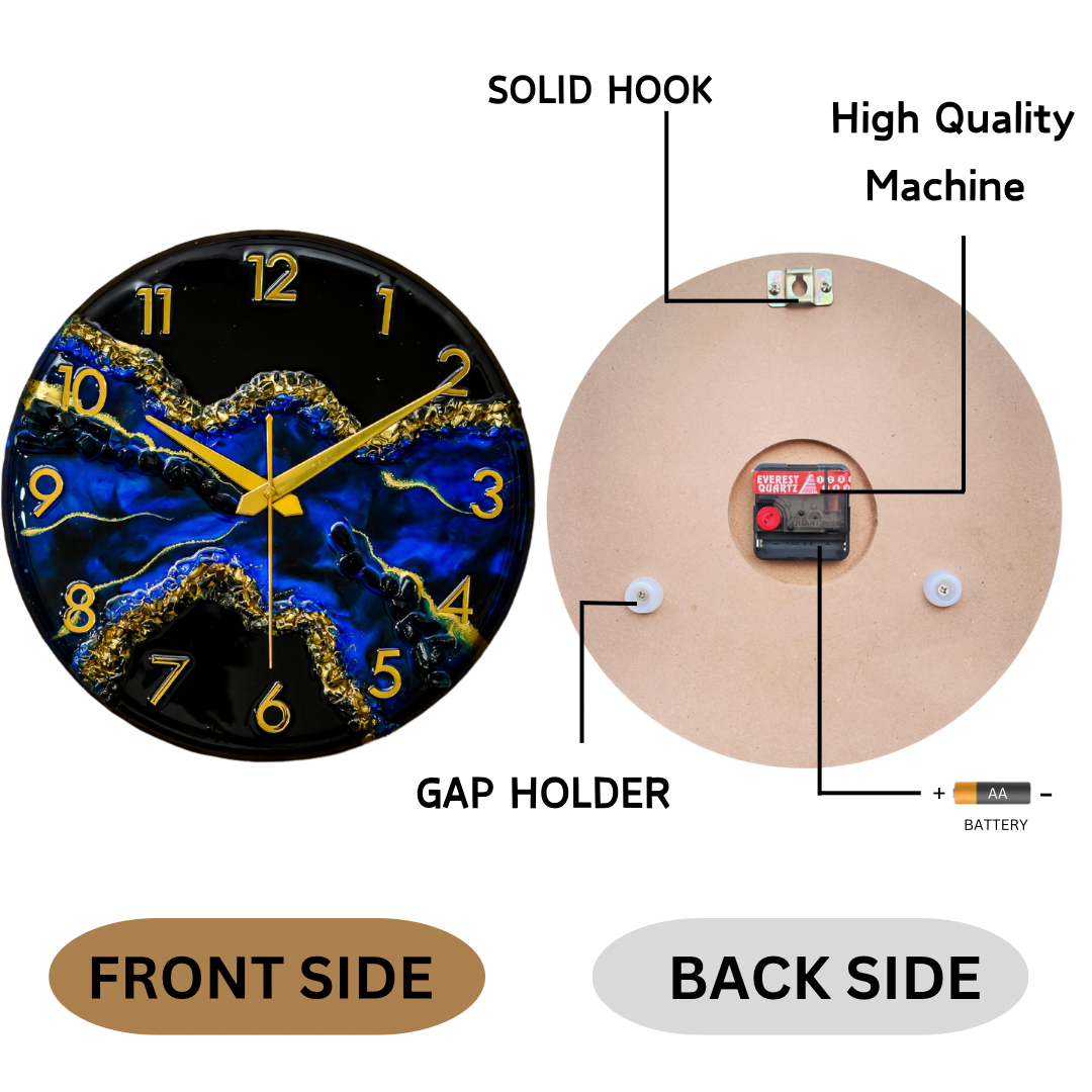 Blue Stunner Silent Clock 12 Inches (30cm)